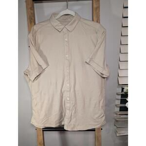 APT. 9 Premier Flex Beige Button-Up Polo Shirt Large